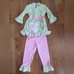 Rare Editions Green and Pink Bunny Outfit Set